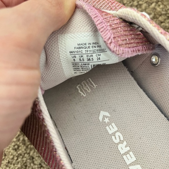 CONVERSE Kids Chuck Taylor Space Star Sneakers Glitzy Glam Glittery Pink Size 6 - Picture 8 of 9